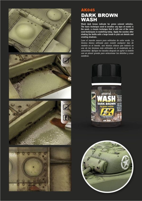 AK Interactive Weathering Products - Dark Wash For Green Vehicles Hot on Sale