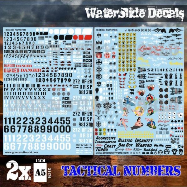 Waterslide Decal sheets - Tactical Number For Sale