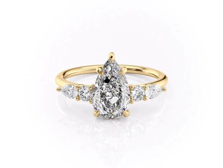 The Abigail Set With A 1 Carat Pear Moissanite Hot on Sale