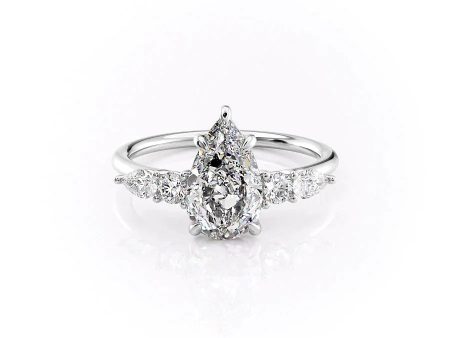 The Abigail Set With A 1.5 Carat Pear Moissanite Online now