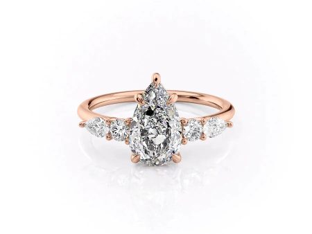 The Abigail Set With A 2 Carat Pear Moissanite Online Sale